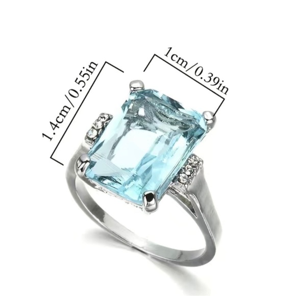 Markle Inspired Vibrant Blue Crystal Princess Ring - Picture 7 of 15